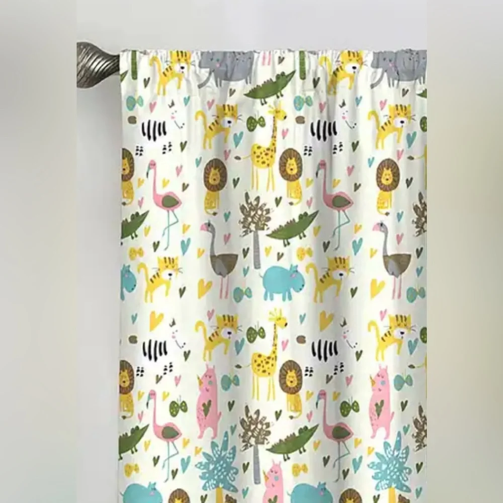 Eclipse Jungle Party set of 2 window valances each 42” by 18” long. New